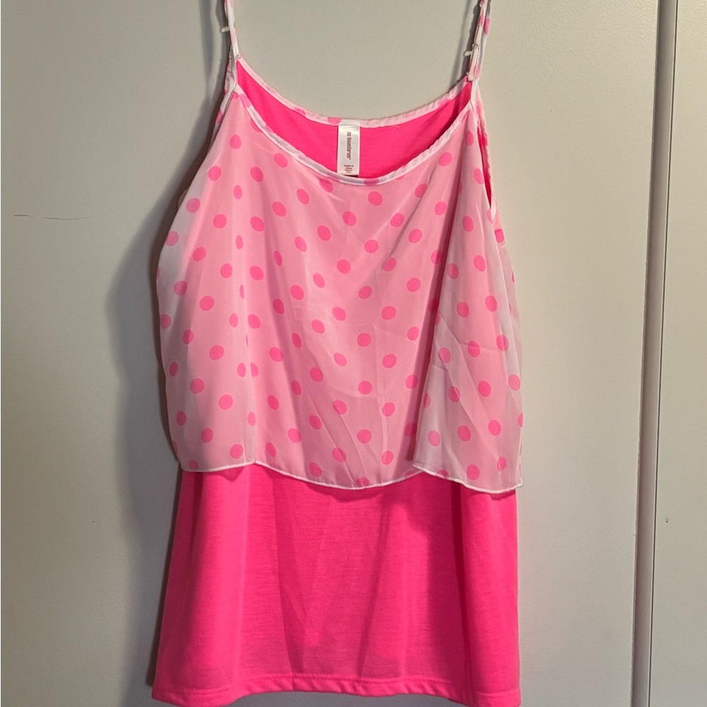 Pink Polka Dot Layered Tank Top